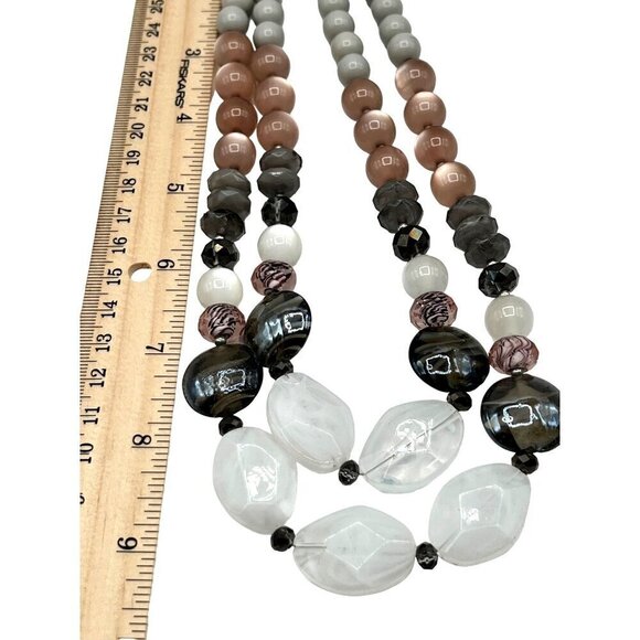 Elegant Multicolor Statement Necklace With Beads & Stones Adjustable Length - Picture 10 of 10